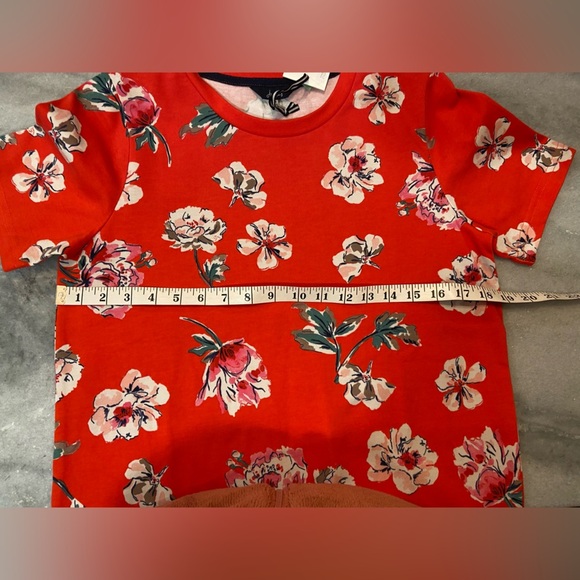 NWT Joules Size 4 Red Floral Short Sleeve Crew Neck Cotton Tee Shirt Dress - Picture 8 of 10